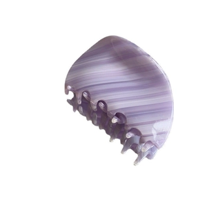 Elegant purple striped acetate hair claw clip for women's daily hair styling
