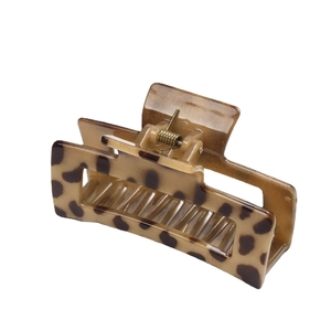 Minimalist square leopard print hair claw clip made of durable PC resin for women