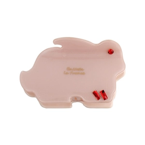 Pince à cheveux lapin rose en acétate avec strass rouges et inscription dorée élégante