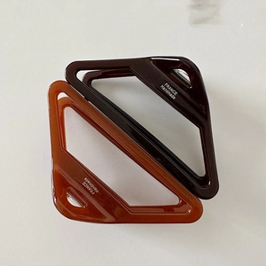 Brown and amber acetate hollow geometric shark hair clips set with France Handmade text