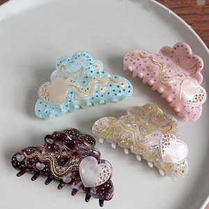 Mode Acetat Wolke Haarkralle Handgefertigt Strass Herz Mond Dekor Haarklammer Süßes Haar Accessoire Für Damen