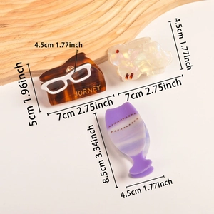 Ensemble de pinces à cheveux en acétate avec motifs lunettes en écaille et lapin