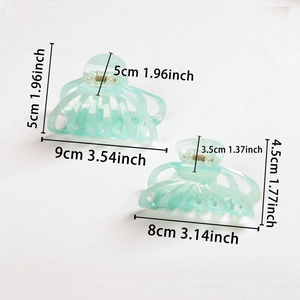 Light green acetate pumpkin claw clip set in large and medium sizes for hair styling