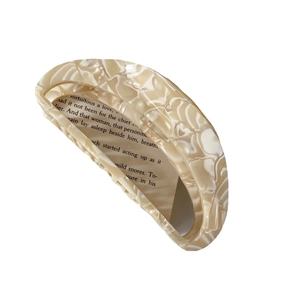 Large marble pattern acetate hair claw clip in cream beige with French design