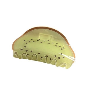 Creative kiwi fruit shaped hair claw clip in translucent green acrylic with brown edges