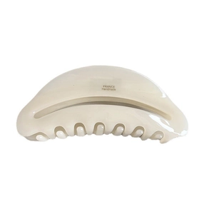 Classic cream-colored acetate hair claw clip with France Handmade gold lettering