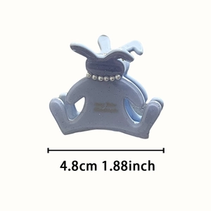 Pince à cheveux lapin mignon bleu clair en acétate pailleté avec détails de perles