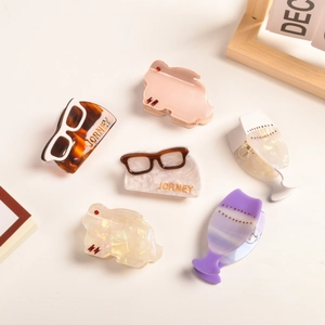 Pinces à Cheveux en Acétate de Cellulose Vintage Lunettes Créatives Forme de Lapin Accessoires de Cheveux Décor en Strass Mode Femme
