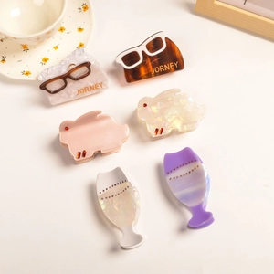 Ensemble de pinces à cheveux chic en acétate avec motifs lunettes et lapins