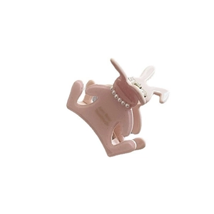 Pince à cheveux lapin mignon en acétate rose avec détail de perles pour femme