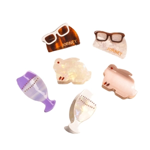 Lot de pinces à cheveux créatives en acétate en forme de lunettes aux motifs marbrés