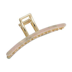 Elegant 13cm large acetate hair claw clip with marble pattern on a gold base