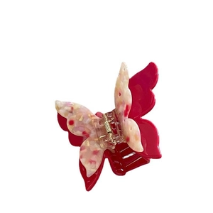 Eleganter Schmetterling Haarklammer mit roten und cremefarbenen Acetatflügeln für Damen