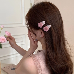 Lot de deux barrettes à fleurs en marbre rose, accessoires de cheveux élégants pour femmes