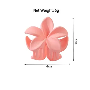 Pink matte frangipani flower hair claw clip 4cm small size for elegant hair styling