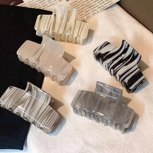Elegant Cellulose Acetate Hair Claw Clip For Women Marble Zebra Print Rectangle Large Shark Clip Retro Hair Accessories