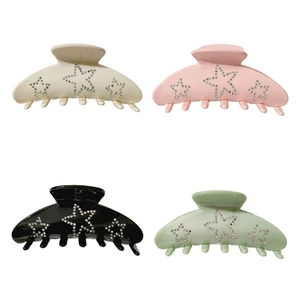 French Acetate Star Hair Claw Clip Large Rhinestone Shark Clip Elegant Fashion Hair Accessory For Women Daily Styling