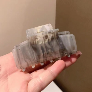 Minimalist square marble pattern acetate hair claw clip in grey and white for women