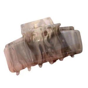 Ink marble acetate square claw clip in cream and taupe for secure hair styling