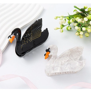 Elegant Swan Cellulose Acetate Hair Claw Clip For Women Fashion Animal Shaped Shark Clip Hair Accessories For Styling