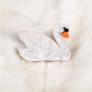 Elegant pearl white swan hair claw clip made of acetic acid material for styling