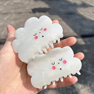 Lot de pinces à cheveux en forme de nuage fini nacré irisé avec visages de dessins animés