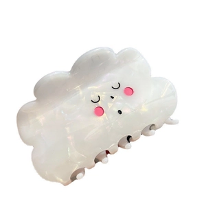 Pince à cheveux nuage irisée avec visage souriant mignon et joues roses pour femme
