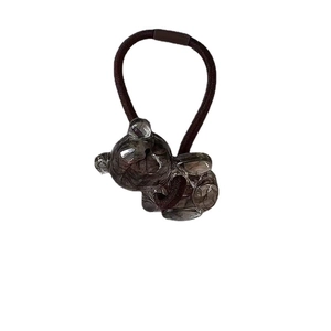 Élastique à cheveux avec petit ours gris translucide pour coiffures chignons