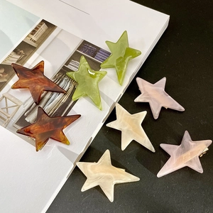 Acetate Star Hair Clips For Women Fashion Minimalist Marble Texture Pentagram Duckbill Side Clip Hair Accessories