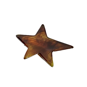 Irregular acetate star hair clip with amber tortoise shell pattern for women