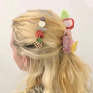 Mollette per capelli in acetato a forma di carota e gamberetto per acconciature donna