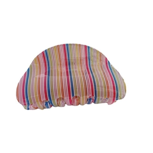 Minimalist colorful striped acetate shark hair claw clip with wave-shaped teeth design