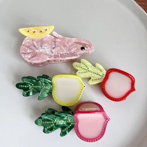 Molla per Capelli in Acetato Verdura Gamberetto Strass Carota Limone Fermaglio per Capelli Donna Creativo Accessori