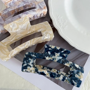 Vintage Marble Acetate Hair Claw Clip Oil Painting Style Rectangular Large Hair Jaw Clip For Women Thick Hair Accessories