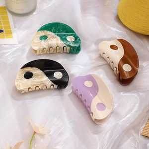 Acetate Yin Yang Tai Chi Hair Claw Clip Large Marble Pattern Chinese Style Shark Clip Hair Accessories For Women