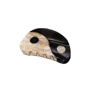 Classic black and white yin yang acetate hair claw clip with marble texture for women