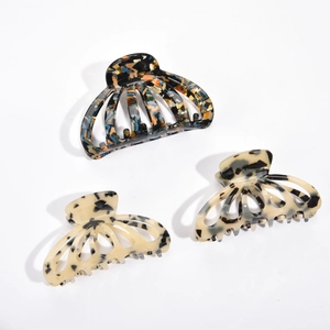 Vintage Acetate Leopard Print Hair Claw Hollow Out Tortoiseshell Shark Clip Large Hair Grip For Women Daily Hair Styling