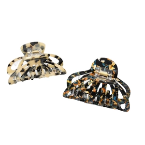 Retro acetate hollow hair claws in tortoiseshell and colorful speckled patterns for women