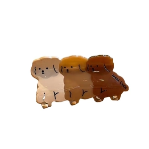 Pince à cheveux motif trois chiens en acétate dégradé accessoire de coiffure chic