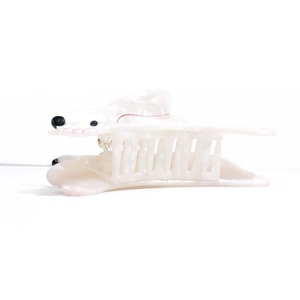 Cute rabbit shaped marble white acetate hair claw clip for large bun hairstyles