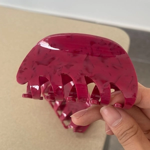 Elegant large dragon fruit purple acetate hair claw clip with a marble texture finish