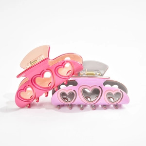 Pince à Cheveux en Acétate Forme de Cœur Creux Grande Pince Requin Accessoires de Coiffure à la Mode pour Femmes
