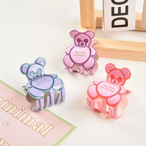 Lot de 3 pinces à cheveux en forme d'ours, couleurs pastel, design à 5 dents pour femmes