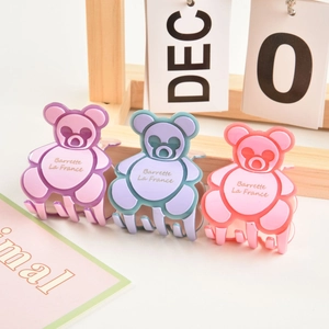 Pinces à cheveux mignonnes en forme d'ours en violet, bleu et corail, fini mat chic