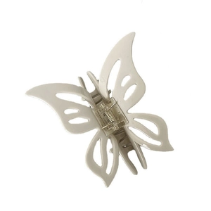 Eleganter beigefarbener Schmetterling Haarklammer aus Acetat mit Hohlraum-Design