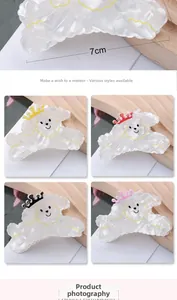 Pince à cheveux chiot blanc de 7cm avec détails couronne et quatre options de couleur