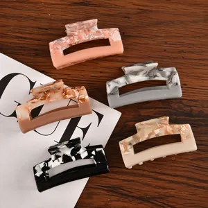 Vintage Acetate Marble Pattern Hair Claw Clip For Women Fashion Geometric Hollow Large Shark Clip Korean Hair Accessories
