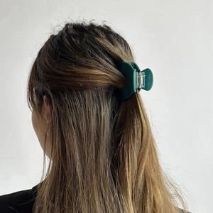 Pince à cheveux élégante vert foncé en acide acétique pour queue de cheval haute