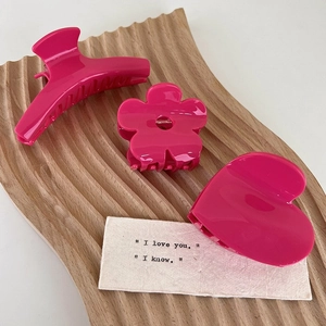 Handmade Acetate Hair Claw Clips Elegant Heart Floral Geometric Magenta Hair Catch Fastener Styling Accessory For Women