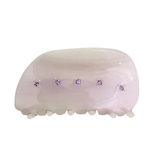 Elegante molletta per capelli in acetato lavanda con strass viola per acconciature
